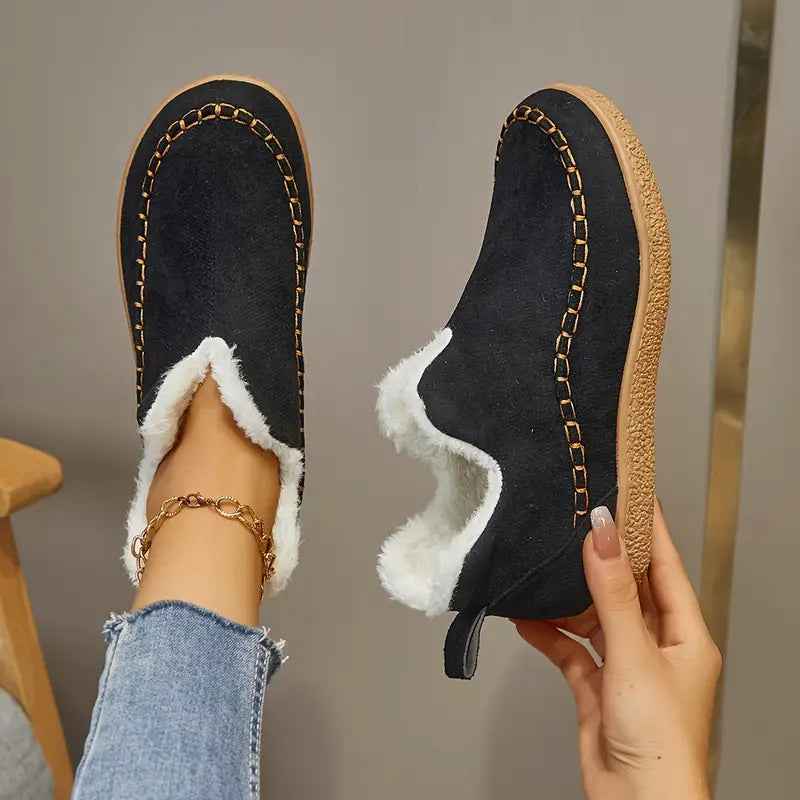 Women's Cozy Round Toe Ankle Boots – Stylish Comfort Footwear Black