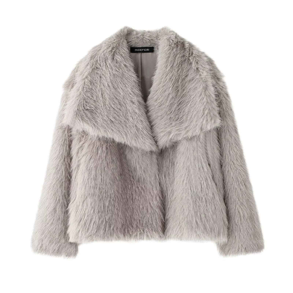 Women's Cozy Snowfall Faux Fur Jacket Gray