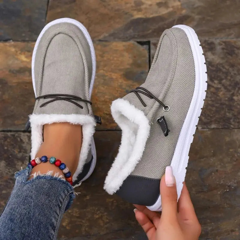 Women's Cozy Thick Velvet Winter Footwear – Stylish Comfort Gray