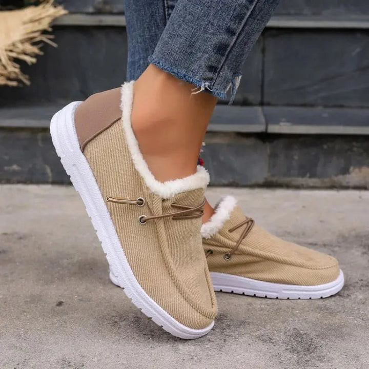 Women's Cozy Thick Velvet Winter Footwear – Stylish Comfort Beige