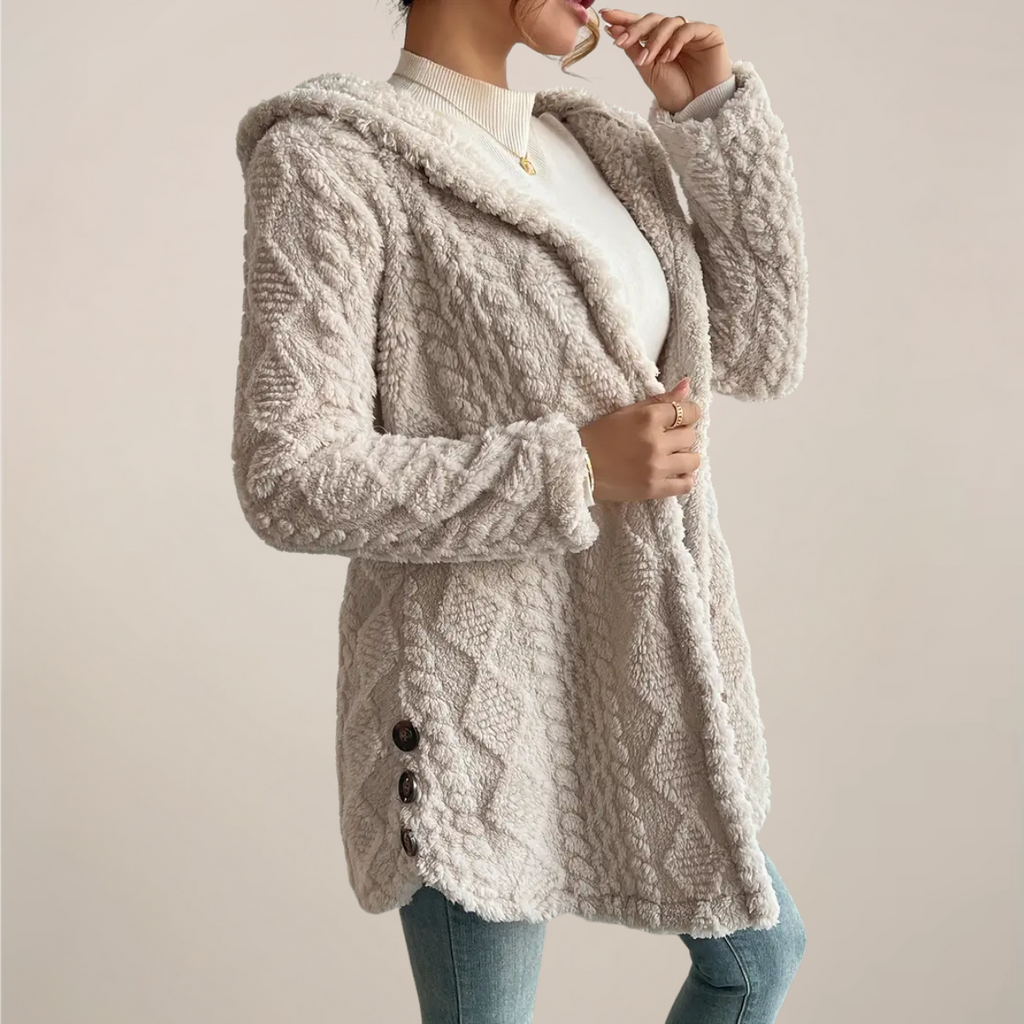 Women's Spring Hooded Textured Cardigan