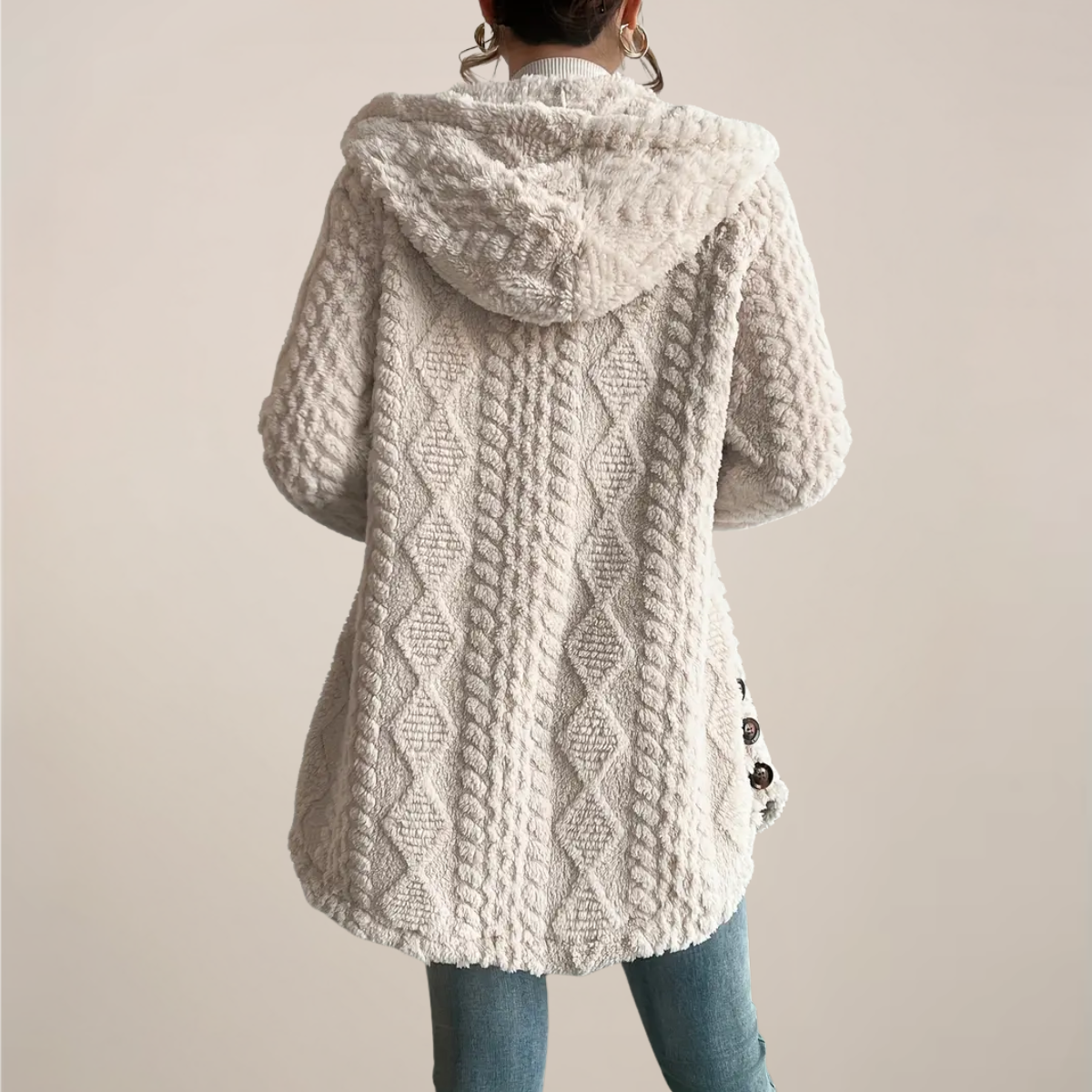 Women's Spring Hooded Textured Cardigan
