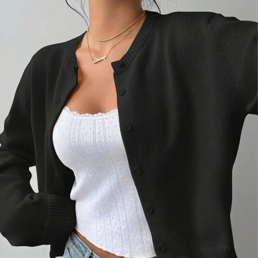 Women's Spring Cropped Button Cardigan