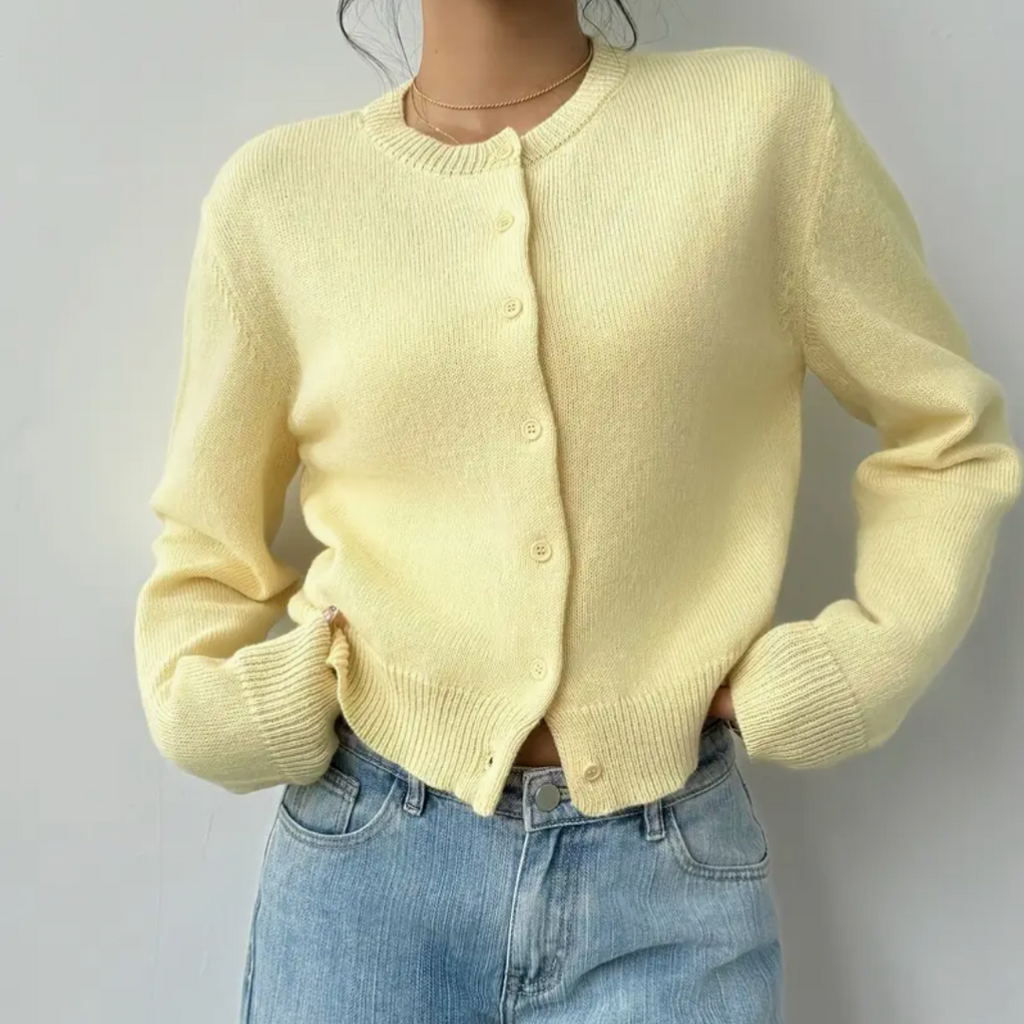 Women's Spring Cropped Button Cardigan