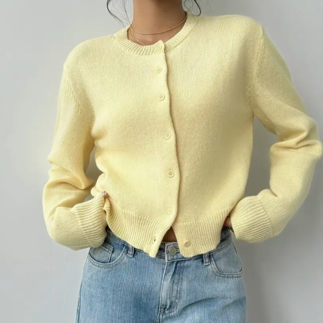Women's Spring Cropped Button Cardigan