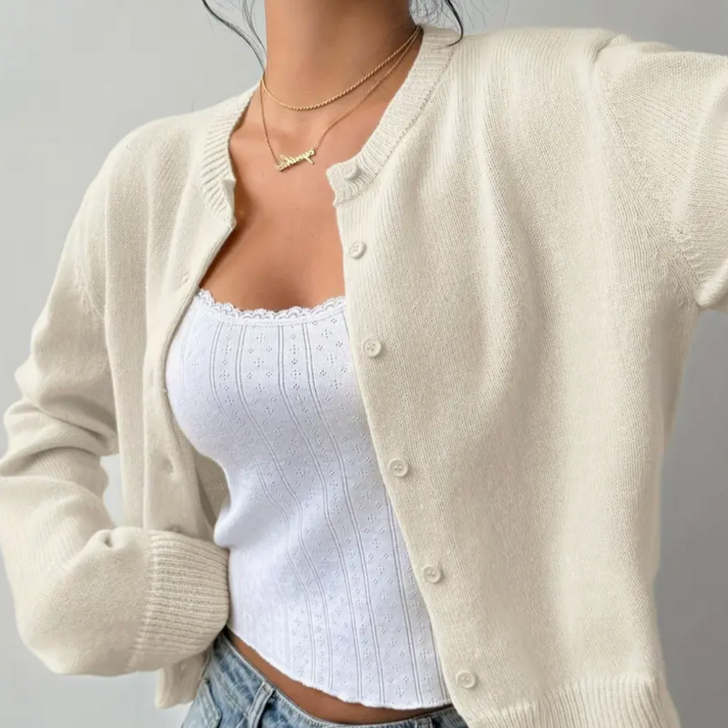 Women's Spring Cropped Button Cardigan