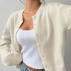 Women's Spring Cropped Button Cardigan