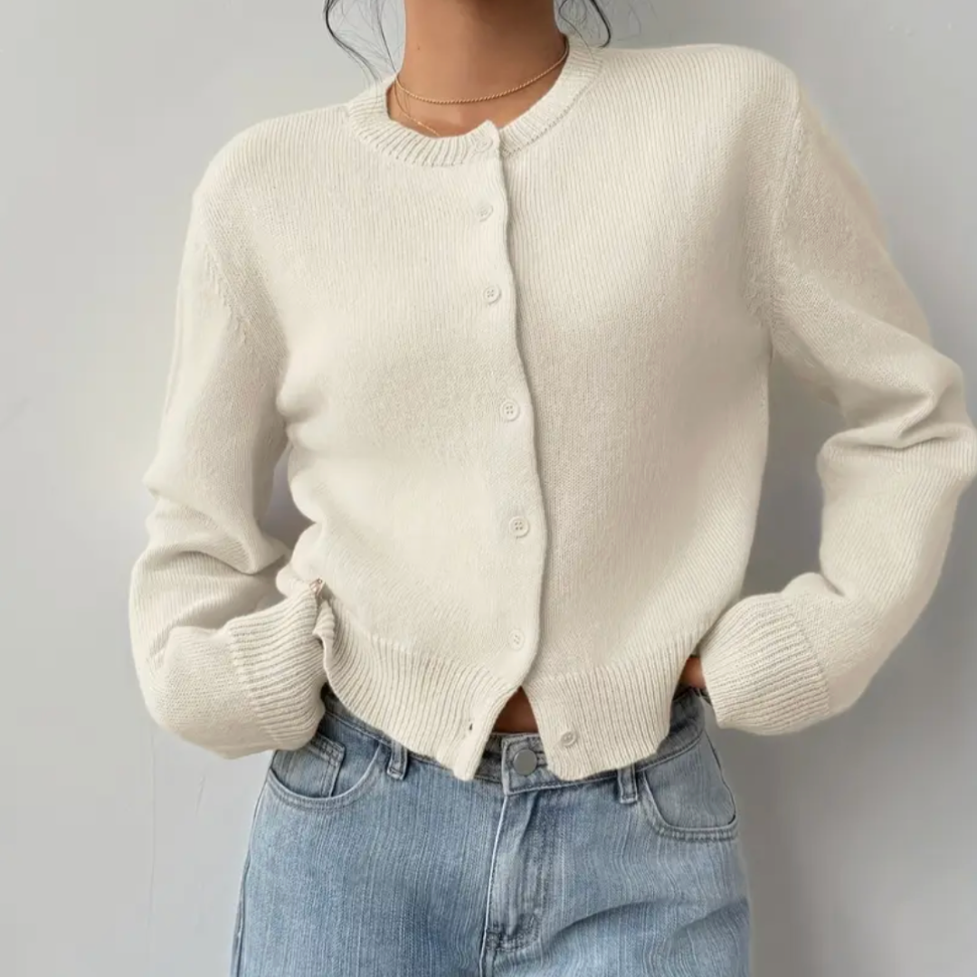 Women's Spring Cropped Button Cardigan