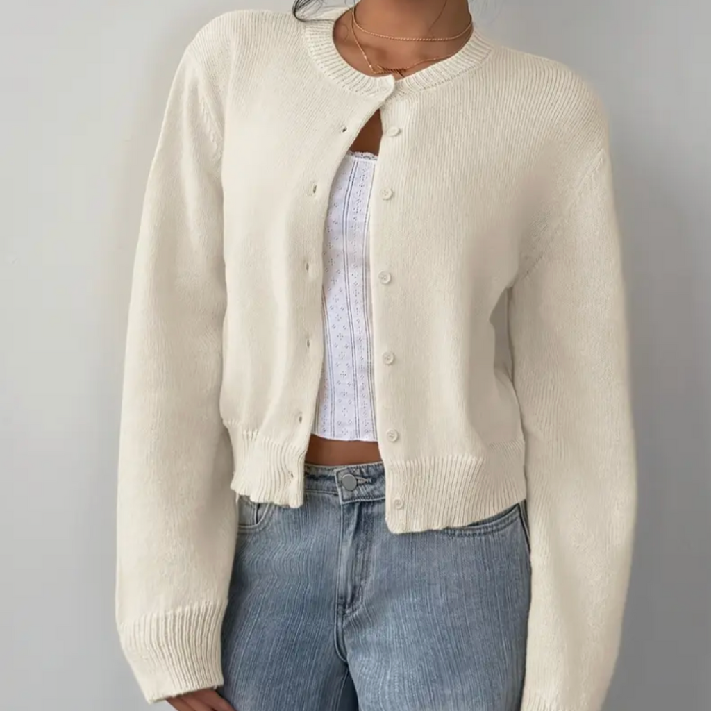 Women's Spring Cropped Button Cardigan