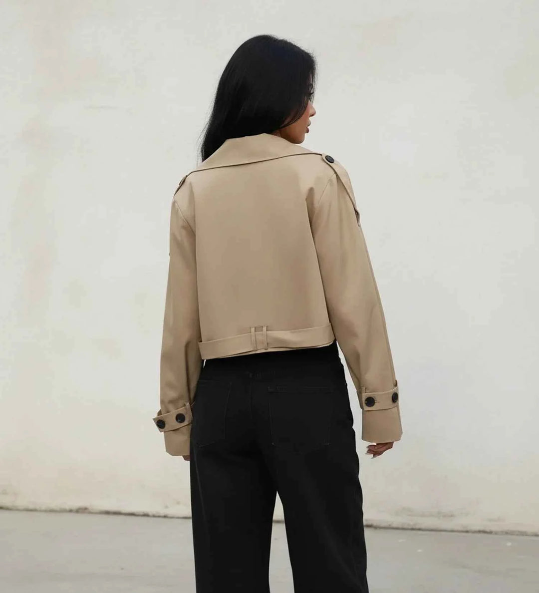 Women's Cropped Double-Breasted Trench Jacket
