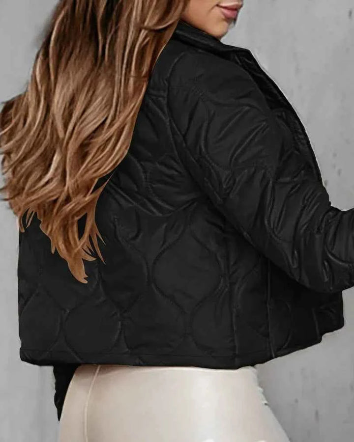 Women's Cropped Fitted Quilted Jacket - Stylish & Warm