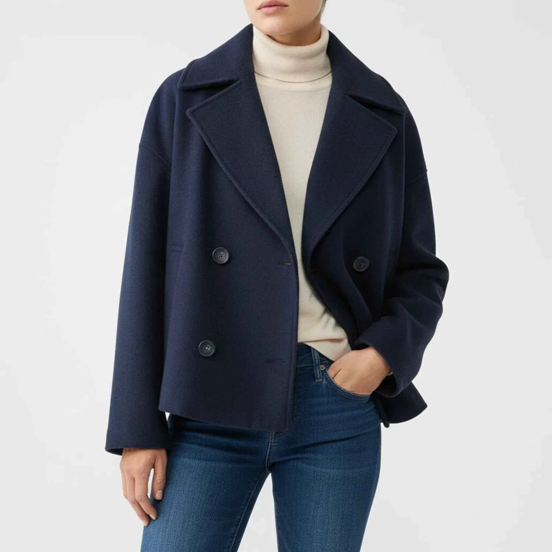 Women's Cropped Trench-Style Peacoat