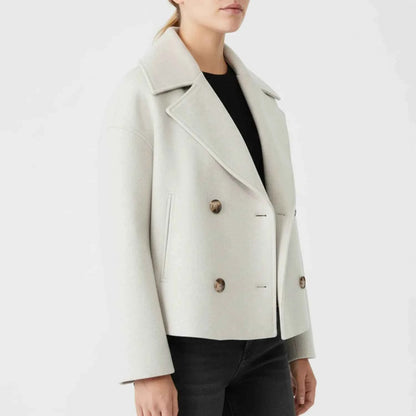 Women's Polyester Coat Oversized Pockets Beige Winter Black