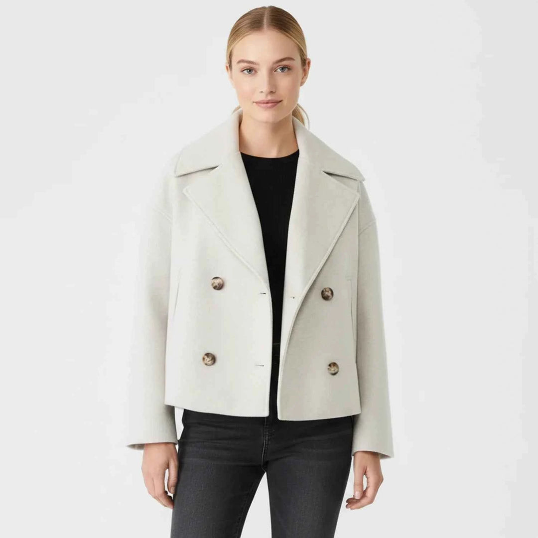 Women's Cropped Trench-Style Peacoat Beige