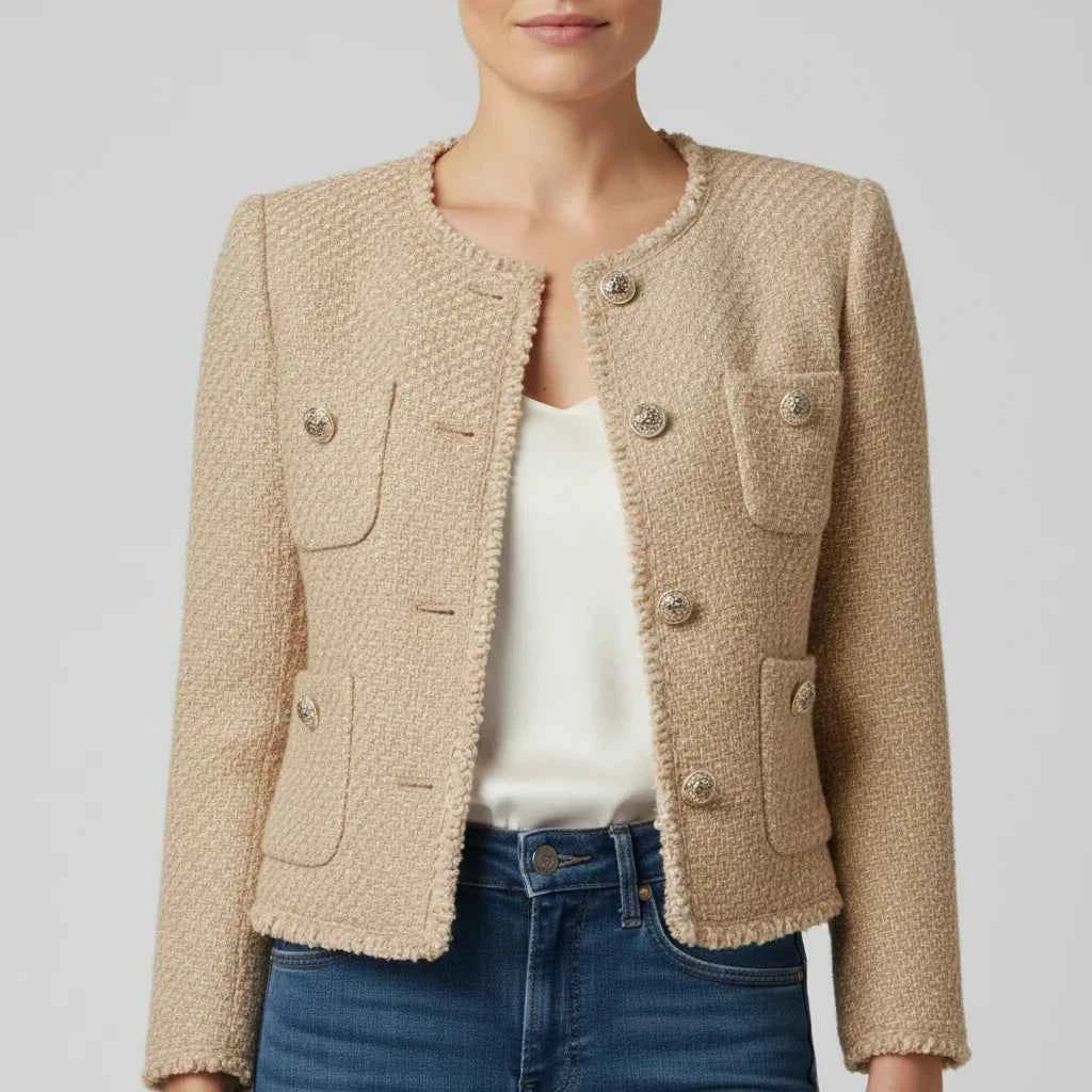 Women's Cropped Tweed Jacket Beige