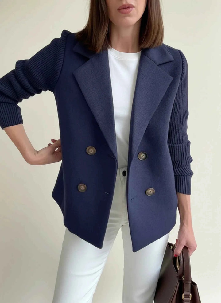 Women's Double-Breasted Blazer Jacket Navy Blue