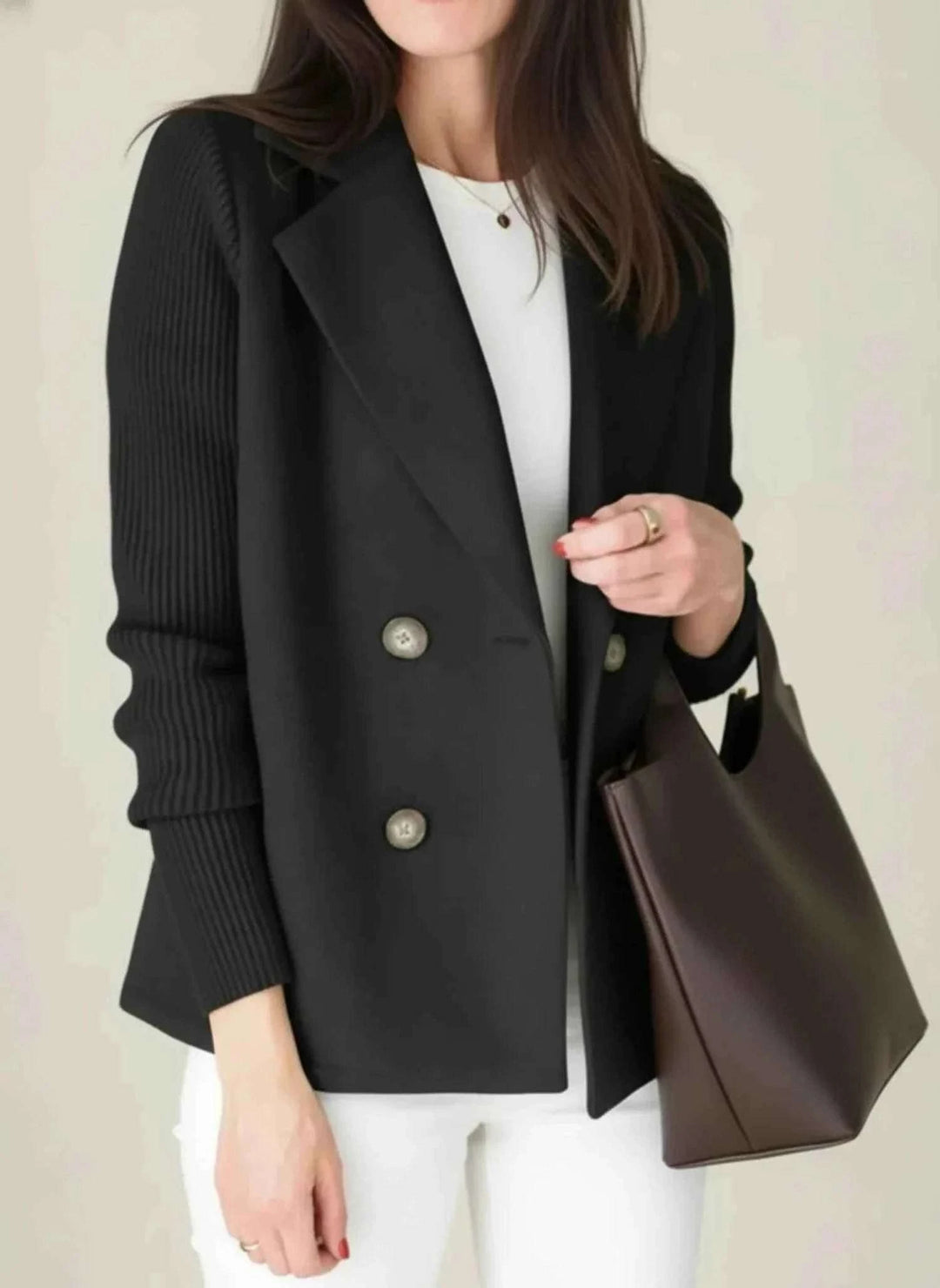Women's Double-Breasted Blazer Jacket Black
