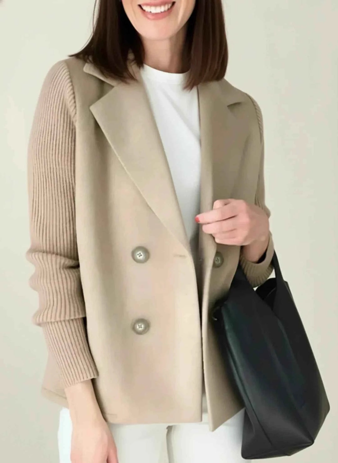 Women's Double-Breasted Blazer Jacket Beige