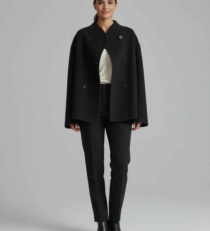 Women's Double-Breasted Collarless Short Coat