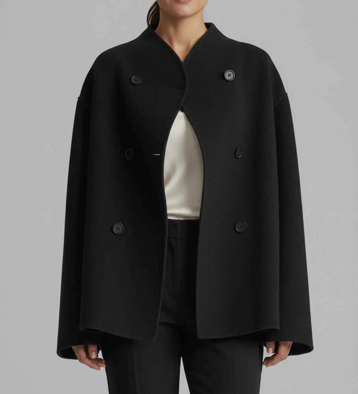 Women's Double-Breasted Collarless Short Coat