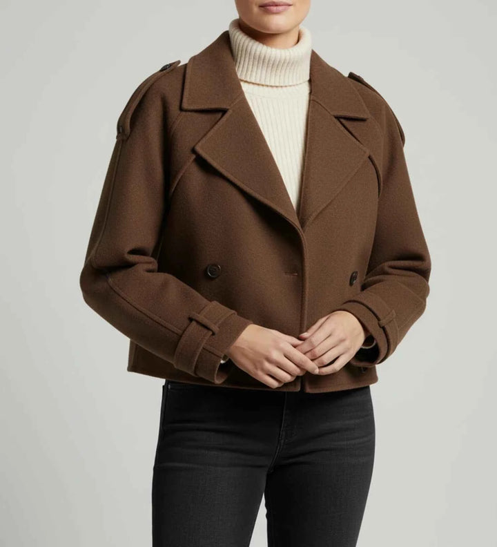 Women's Double-Breasted Cropped Coat