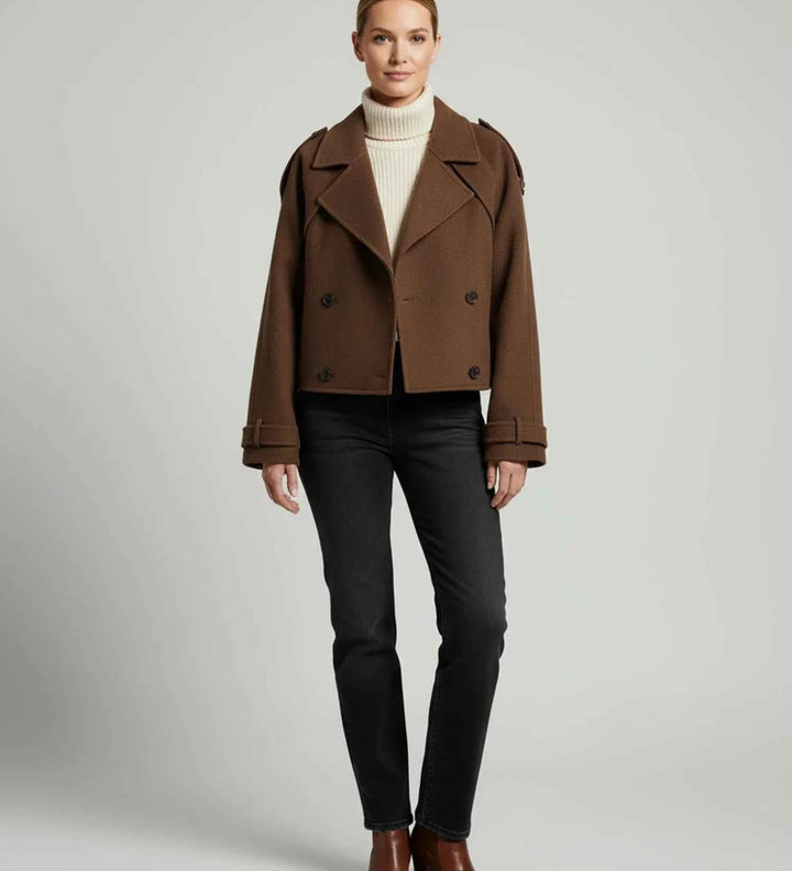 Women's Double-Breasted Cropped Coat