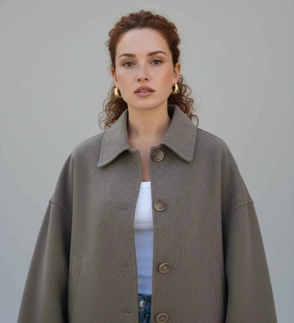 Women's Double-Breasted Cropped Pea Coat