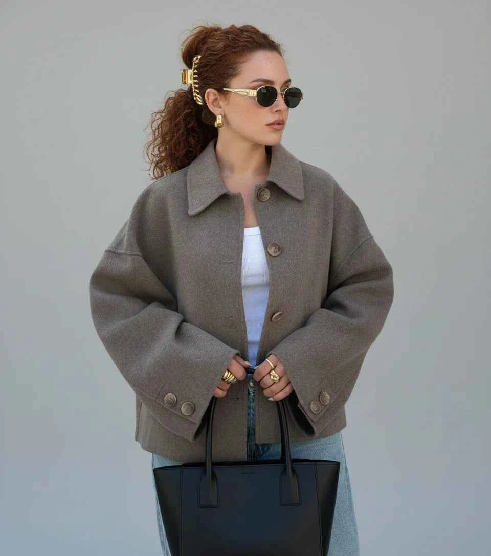 Women's Double-Breasted Cropped Pea Coat