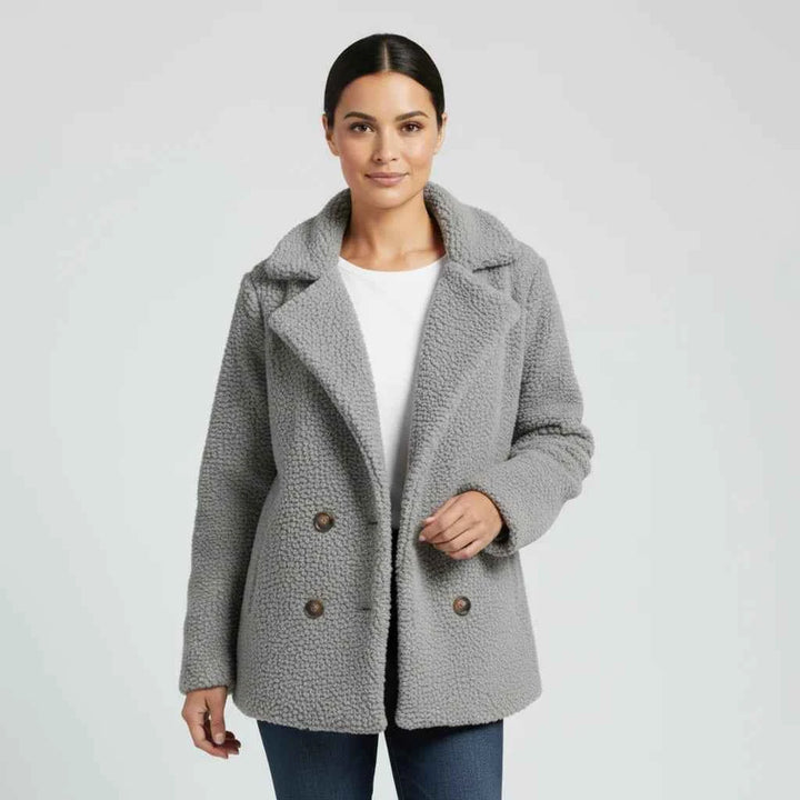 Women's Double-Breasted Jacket Light Gray