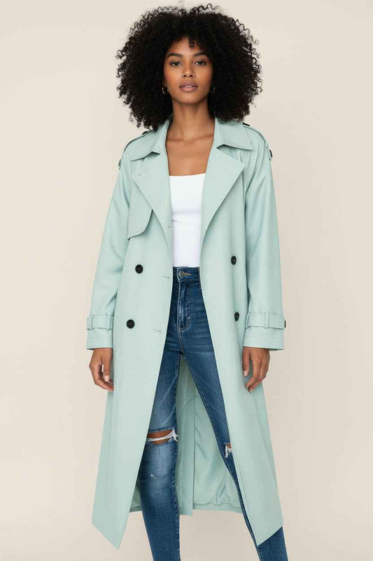 Women's Relaxed Fit Double-breasted Coat Winter Essential Light Green