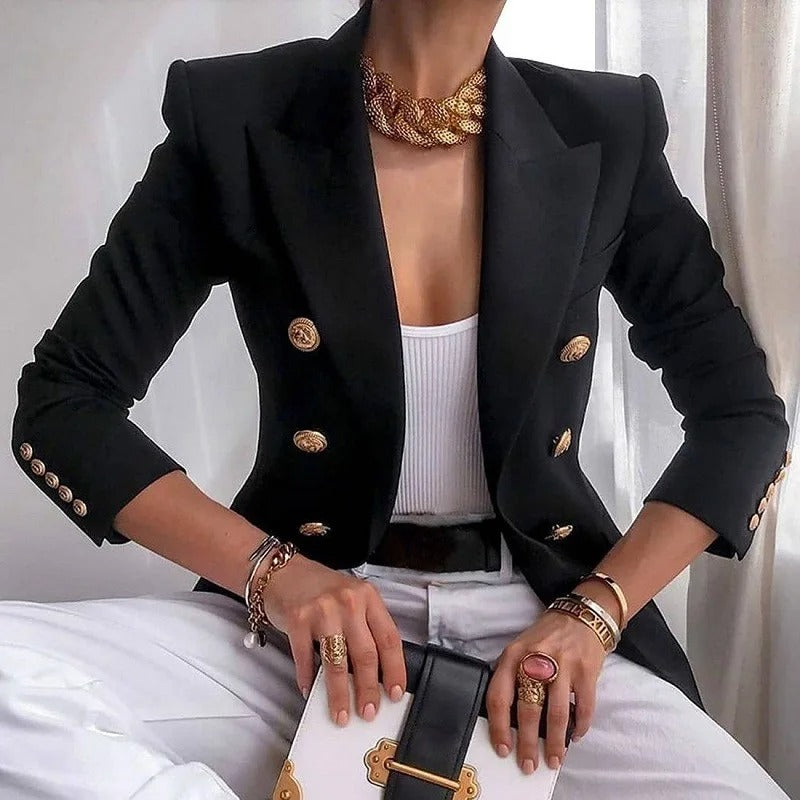 Women's Double-Breasted Tailored Blazer Jacket