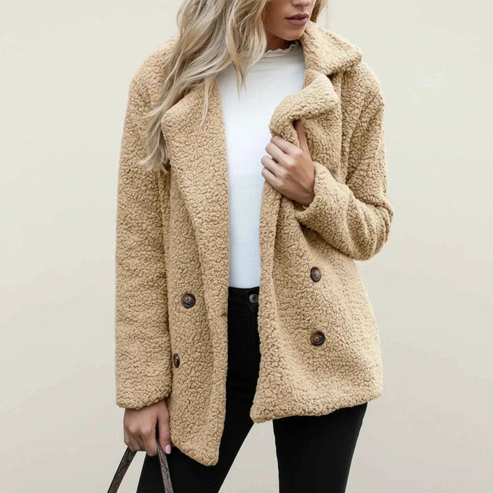 Women's Double-Breasted Teddy Peacoat Beige