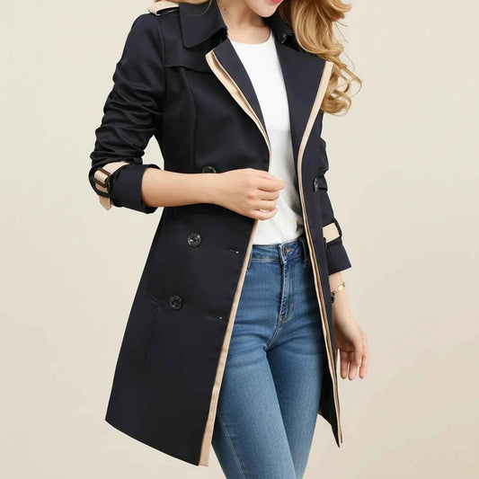 Women's Chic Elegant Mid Length Double Breasted Trench Coat