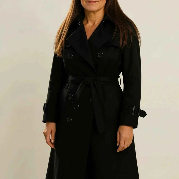 Women's Double-Breasted Trench Coat Black