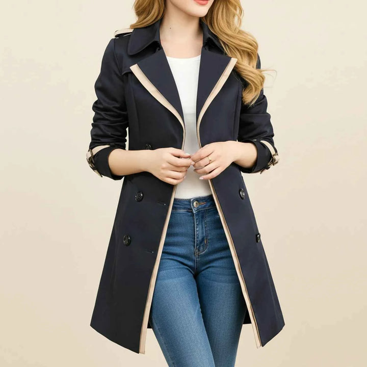 Women's Double-Breasted Trench Coat Black