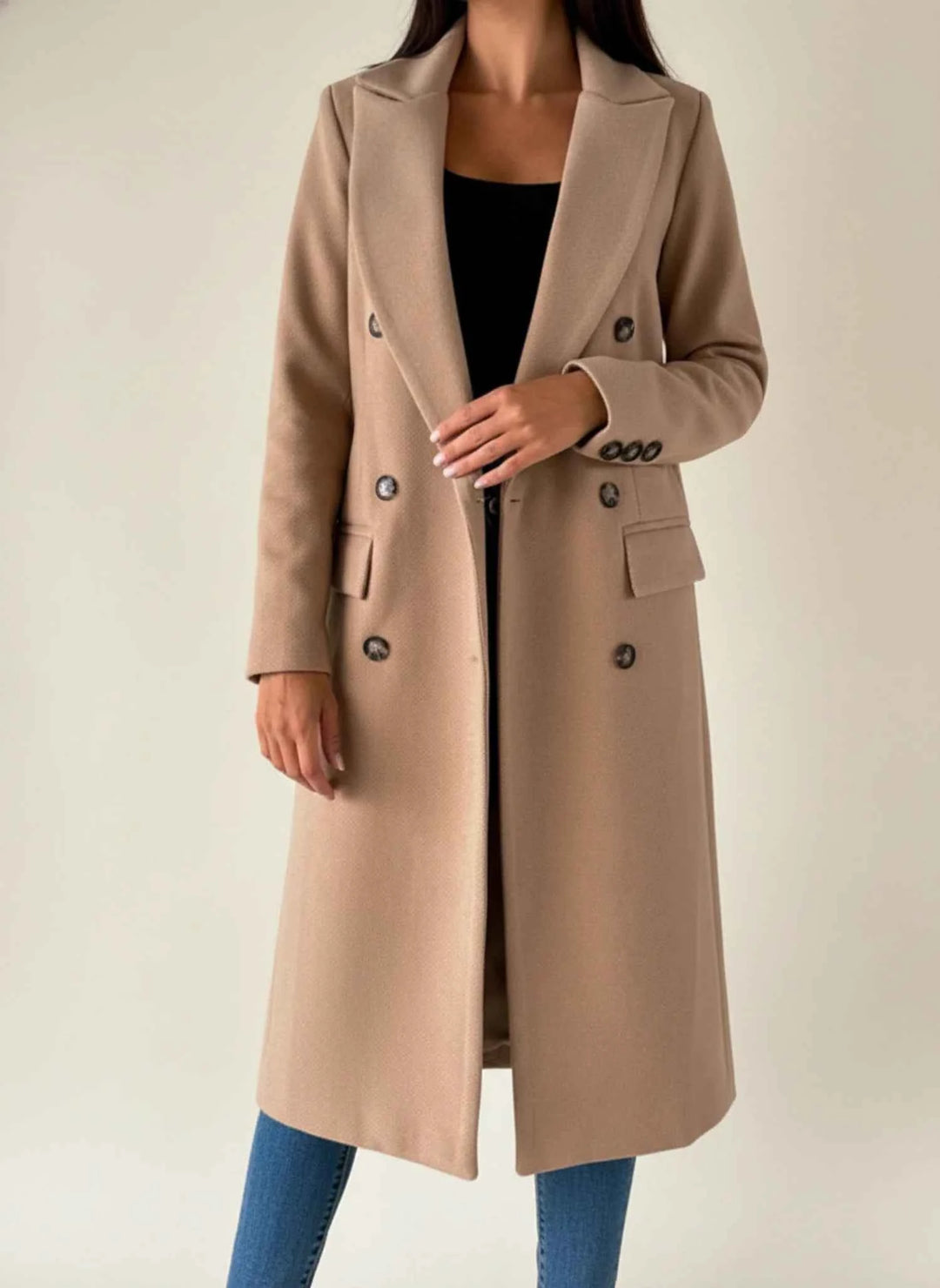 Women's Double-Breasted Winter Coat Camel