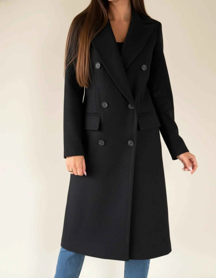 Women's Double-Breasted Winter Coat Black