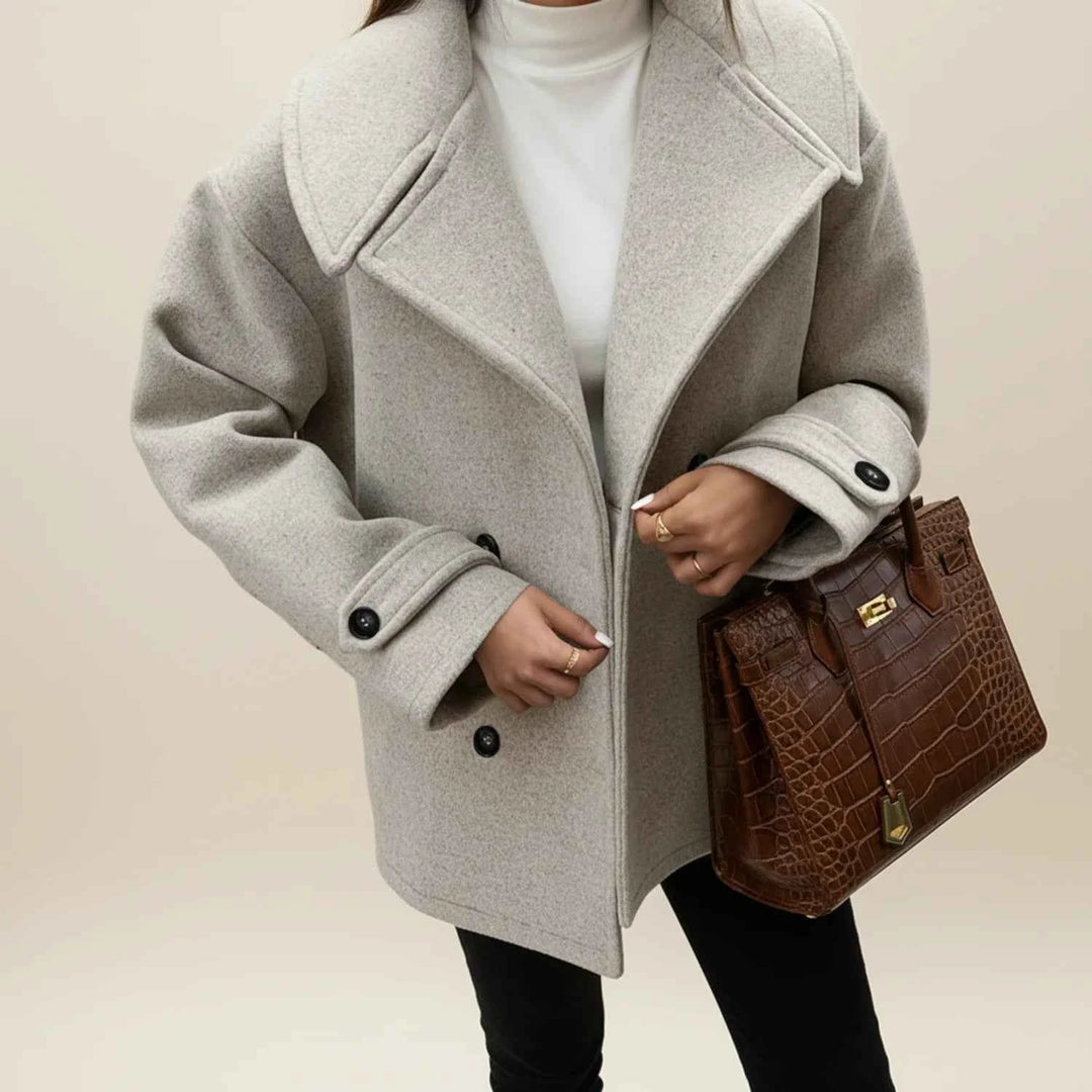 Women's Double Breasted Winter Pea Coat White