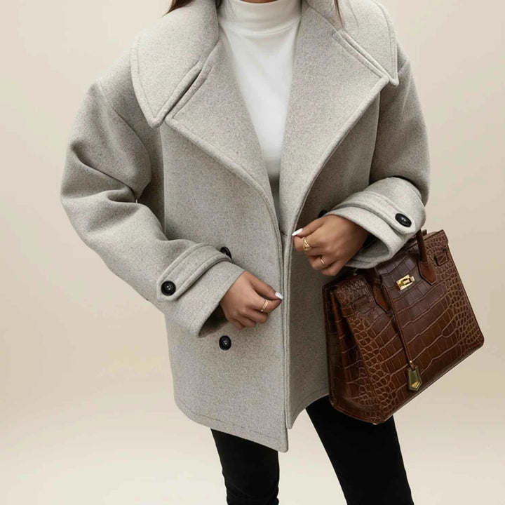 Women's Double Breasted Winter Pea Coat White