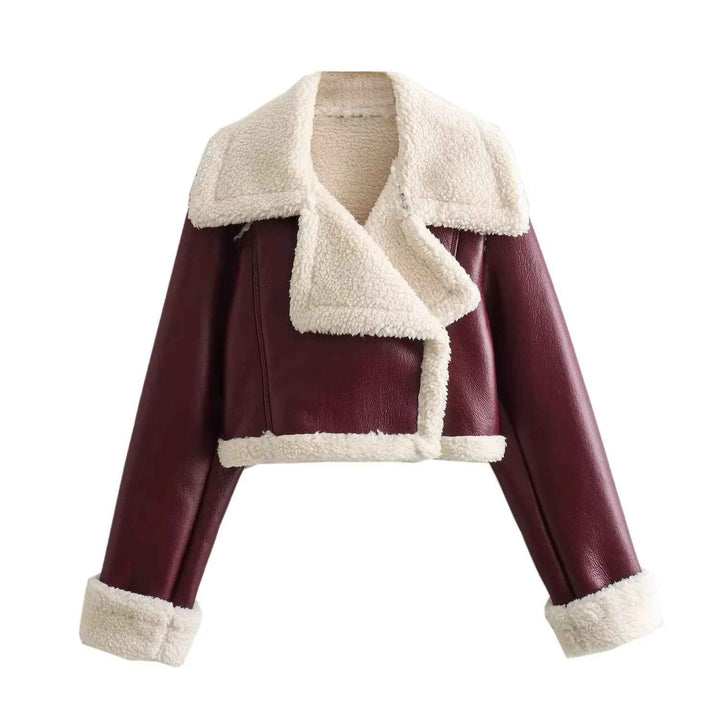 Women's Double-Sided Fur Fleece Short Jacket Red