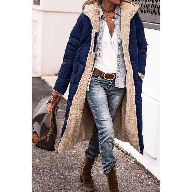 Women's Double-Sided Parka Jacket Navy
