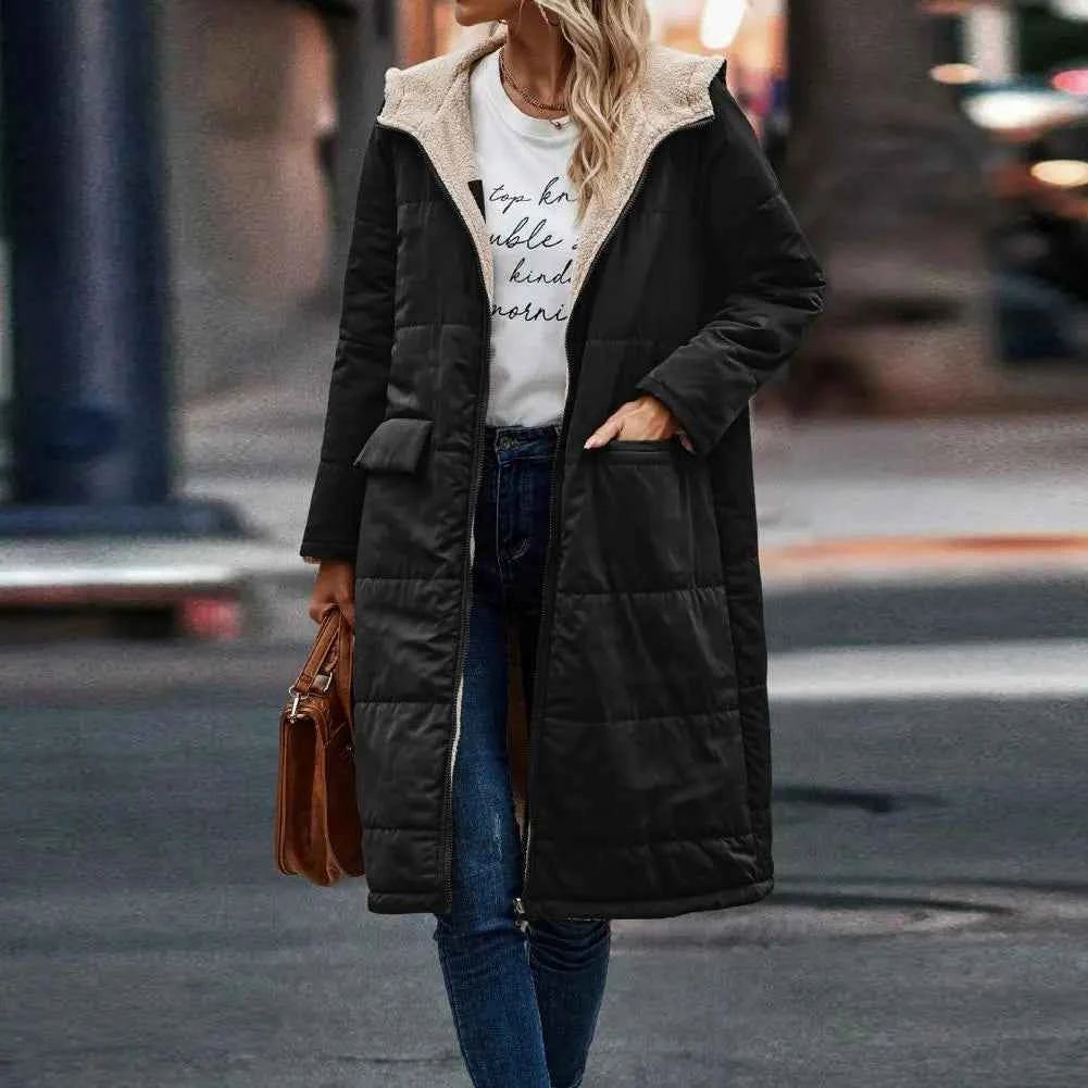Women's Double-Sided Parka Jacket Black