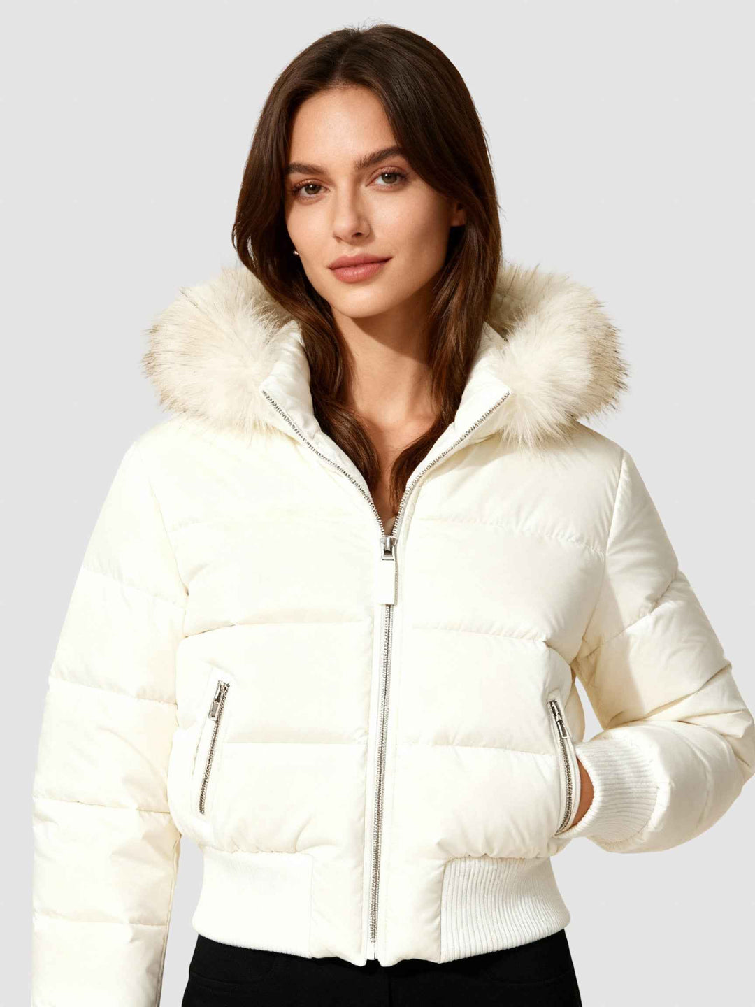 Women's Down-Filled Winter Puffer Jacket White