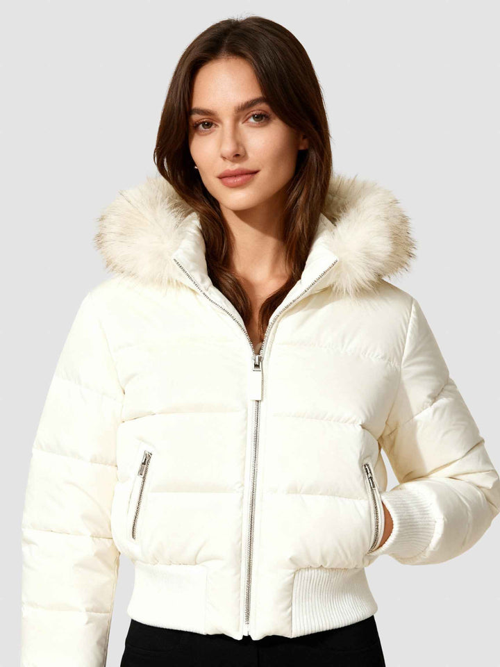 Women's Down-Filled Winter Puffer Jacket White