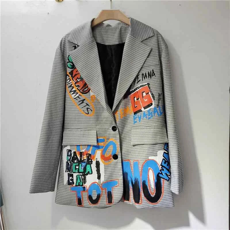 Women's Edgy Text Blazer Black