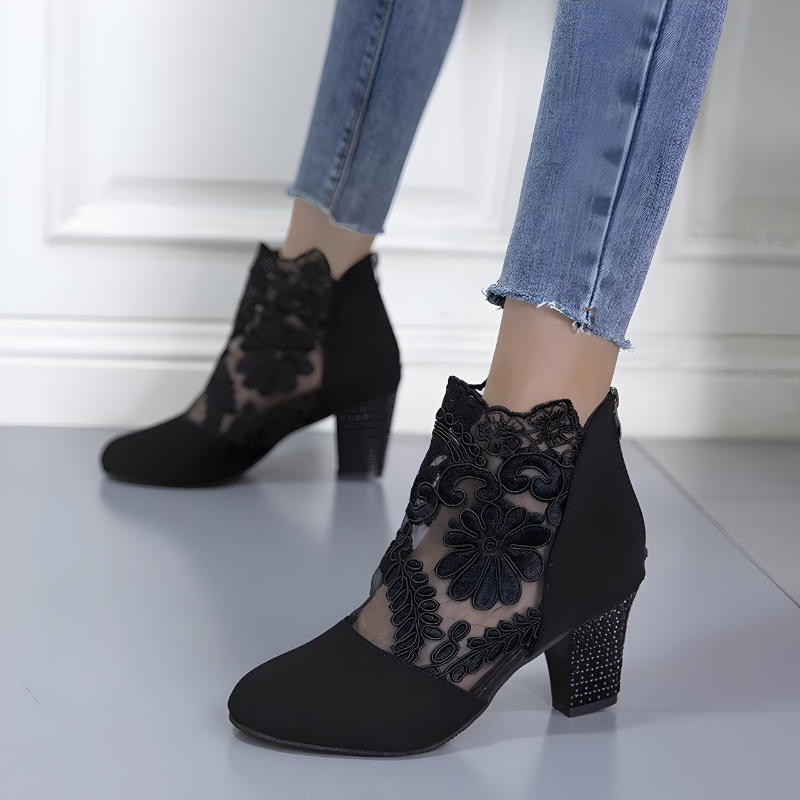 Women's Stylish Ankle Strap High Heels Black