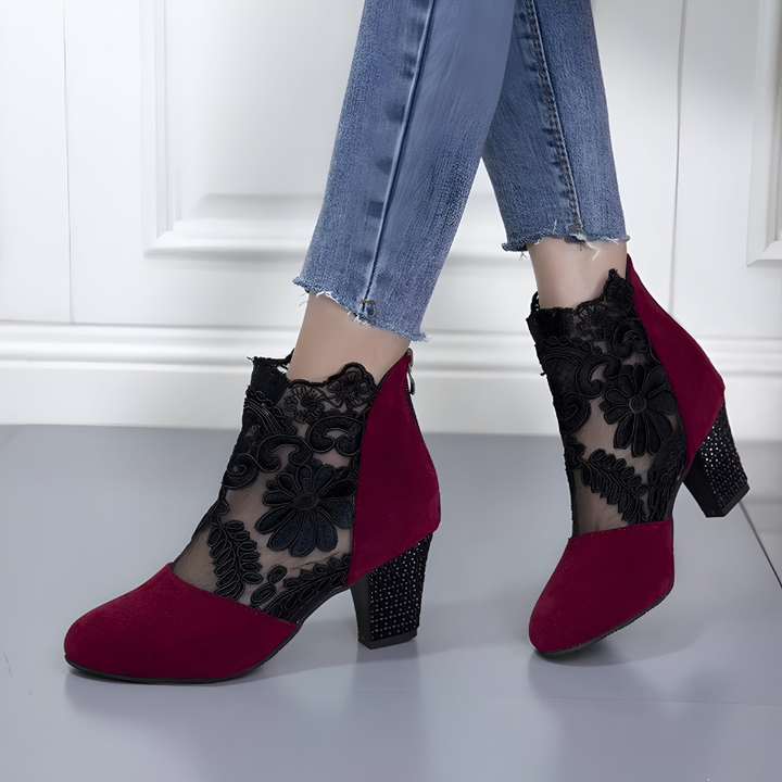 Women's Stylish Ankle Strap High Heels Red