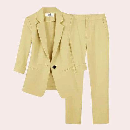 Women's Viscose Pants Tailored Fit Button Closure White Yellow