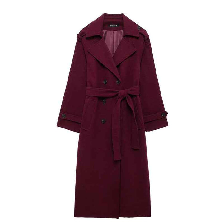 Women's Elegant Burgundy Coat