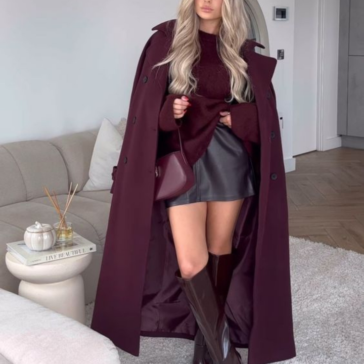 Women's Elegant Burgundy Coat Burgundy
